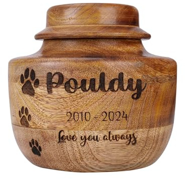 Urne commémorative personnalisée avec photo gravée pour chats ou chiens – Cadre pour cendres d'animaux de compagnie avec support pour photo