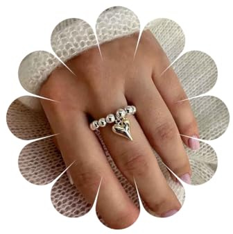 Inilbran Boho Corazón Colgante Dedo Anillo De Oro Amor Nudillo Abierto Vintage Envoltura De Cuentas Punk Ajustable Apilamiento De Joyas Para Las Mujeres