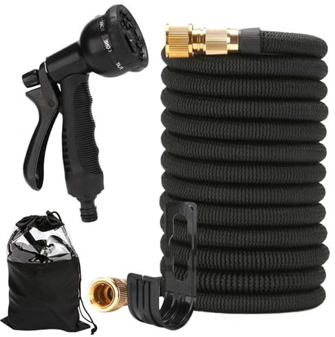 CLIUNT Tubo Estensibile da Giardino, 7.5M/25FT Tubo Flessibile da Giardino, con Connettore In Ottone da 3/4, 1/2 e 8 Modalità di Spruzzo d'acqua, per Irrigazione Lavaggio Auto