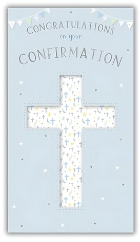 IC&G Confirmation Day Congratulations Card - Confirmation Congratulations Card with Contemporary Patterned Cross Design and a Foil Finish