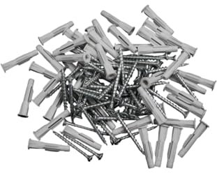 CABLEPELADO - Lot de 100 pièces (50 chevilles et 50 vis) - Fixation sûre pour béton, brique et pierre - Fabriqué en nylon avec vis zinguées - Installation avec visseuse ou coup
