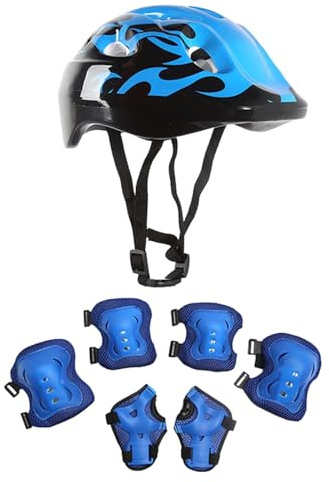 Set di ginocchiere con casco per bambini 3 – 10 anni – Set di protezioni per skateboard, bici e pattini a rotelle con ginocchiera per pattini in linea e scooter – leggero e traspirante