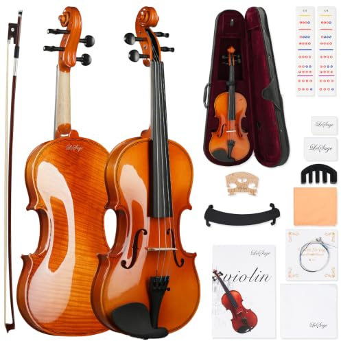LeSage Violin for Beginners, 4/4 Full Size Acoustic Complete Kit with Case