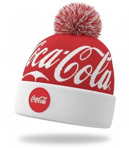 Cappello con Pompon Rosso con Licenza Ufficiale Coca-Cola - Berretto Unisex per Uomo e Donna - Taste The Feeling!