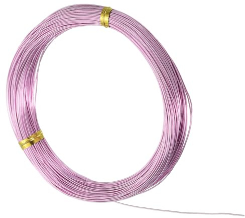 QUARKZMAN Aluminiumtråd 22 Gauge 0,6 mm, 30,5 meter flexibel metalltråd för hantverk, Bijoux, pärlor, blomkransar, förpackning och skulptur, rosa