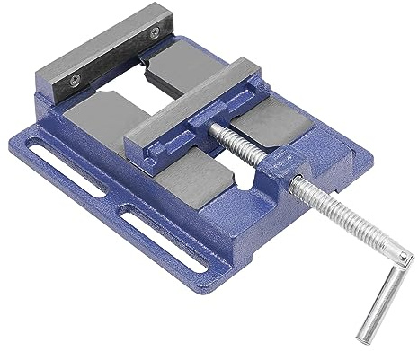 Étau de machine - Largeur de serrage : 125 mm - Accessoire de perceuse - Pour atelier - Fixation de table - Fonte pour bois, travail des métaux - Bricolage - Bleu