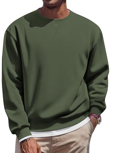 COOFANDY Men's Sweatshirts Crew Neck Fleece Jumper | Mens Fleece Crewneck Sweatshirts & Pullovers, Long Sleeve Round Neck Jumper, Sweater for Sports & Workwear, S-3XL