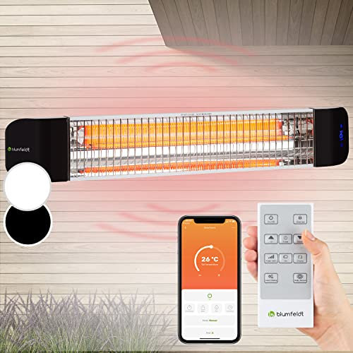 Klarstein Smartwave - Lampada Infrarossi Riscaldante, Lampada Riscaldante a Raggi Infrarossi, IR ComfortHeat, Fibra di Carbonio, 2400 W, Termostato, Controllo con App e Wi-Fi per 7 Dispositivi,Bianco