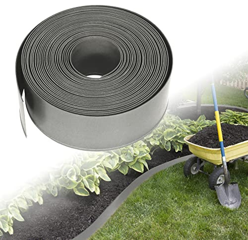NAIZY Bordure de Pelouse 20m Bordures de Jardin en Plastique PP Rouleau de Délimitation de Parterre de Fleurs Flexible Protection UV et Résistance aux Intempéries, Gris