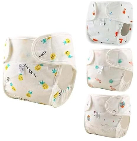 JIZHI 4 Pcs Reborn Baby Doll Diapers Reusable for 17-24 Inch Babydolls, Dolls Underwear Washable Dolls Diapers with Cute Patterns for Lifelike Reborn Baby Doll Accessories