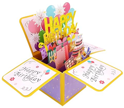 ZSMJAER Tarjeta de Cumpleaños 3D,tarjeta de Cumpleaños desplegable (con sobre) para familiares,amigos,enamorados,etc.