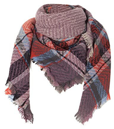 ARtray Mulltuch Schal Erwachsene Damen-Herbst-Winter-Schal, klassischer Quasten-Plaid-Schal, warmer, weicher, dicker, großer Kuschelschal Auto Reiniger Innenraum Tücher (Purple, One Size)