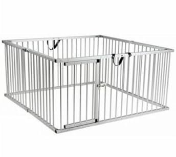 Generic Hundespielplatz - Silber - Metall - 8 x 80 x 100 cm hoch - Faltbar - Für drinnen und draußen - Haustiergehege - Small Dog