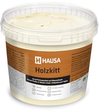 HAUSA Holzkitt 1 kg Fichte Holzspachtelmasse, Kitt für Holz, Holzspachtel/Füllmasse zum Reparieren von Holzschäden gebrauchsfertig ausgezeichnete Füllkraft schnelltrocknend rissbeständig