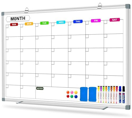 CALENBO Magnetic Dry Erase Board Calendar for Wall 36 x 24, Monthly Calendar Whiteboard for Wall, Planning Board Bulletin Board Portable Board for Office, School, Home, Kitchen, Planning, Memo