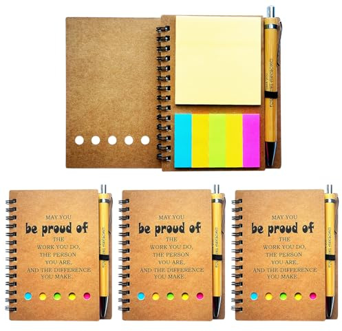 4 Set Spiral Notebook with Pen,60 Sheets,Office/School Supplies,5.7 x 4.1 in,Bulk Inspirational Journals Notepads,Employee Appreciation Gifts,Small Notebooks for Students Teachers Women Men Work & Note (4 SET)