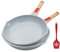 AIKENBBKK Keramikpfanne, 3-teiliges Pfannenset 26/28 cm mit abnehmbarem Griff, Bratpfannen Set mit Keramikbeschichtung, Backofenfest-Blau