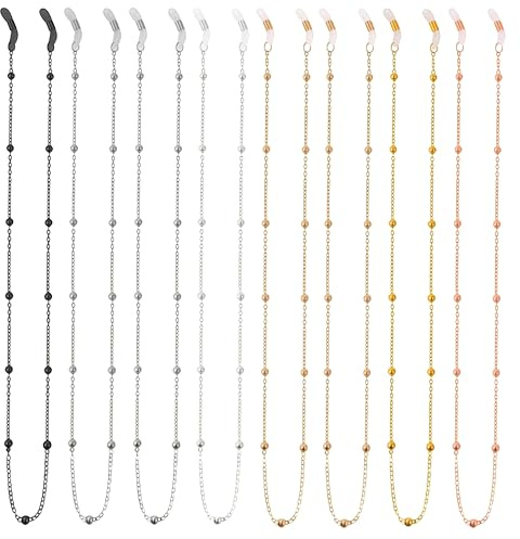KEYRI 8 Pièces Chaîne de Lunettes Cordon Femme Coloré de Soleil Perle Chaîne Élégant Sangle de Retenue de Lunettes de Soleil Masque Cordon de Retenue pour Lunettes (Multicolore)