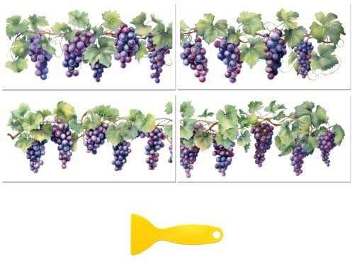 Peacoblue Rub on Transfer Decal Sticker for Furniture Craft Decor 6x12 Grapevine, 4Pcs Waterproof UV DTF Transfer for Drawer Dresser Glass Porcelain Wood Plastic