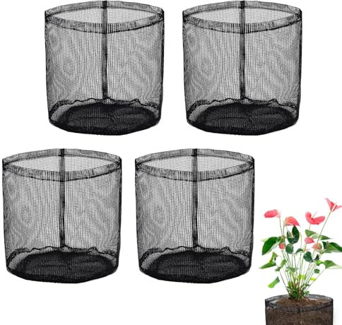 lasuroa 4uds Bolsas de Cultivo de Plantas, 18.5x18.5cm PVC Respirable Bolsas para Plantas Vivero Cultivo Macetas Contenedor para Verduras Frutas Flores Árboles Jóvenes (Negro)