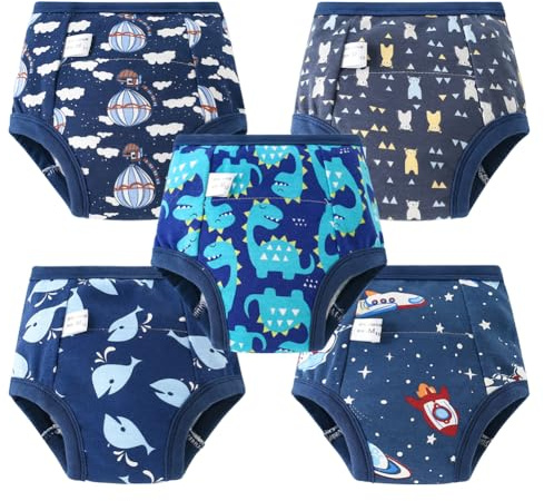 Aolso Culotte Apprentissage Propreté Garcon, 5PCS Fille Culotte d'apprentissage Enfant Lavable, Enfants pour Filles et Garçons pour Bébé, Bords enveloppés, Style A -100