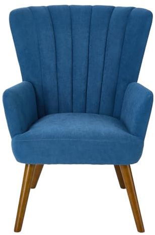 Warmiehomy Velvet Wing Back Armchair Occasional Arm Chairs Tub Chair with Solid Legs for Living Room Bedroom Reception Contemporary (Blue)