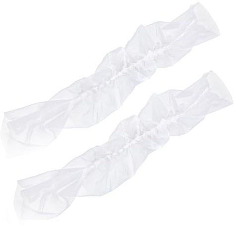 Mikovivi 2pz Guanti Lunghi in Tulle per Donna, Bianchi Senza Dita Trasparenti in Tulle Maniche da Sposa per Matrimonio Feste da Ballo