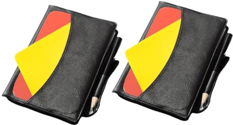 FUNOMOCYA 2 Set Kit Arbitro Professionali con Cartellini Rosso e Giallo Portafoglio Arbitro Leggero in PVC Resistente Carte Calcio e Pallavolo Facili da Usare per Partite Sportive
