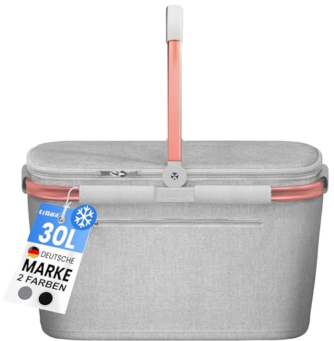 Cottara® Thermo shoppingkorg med lock – korg kylväska med lock, ros