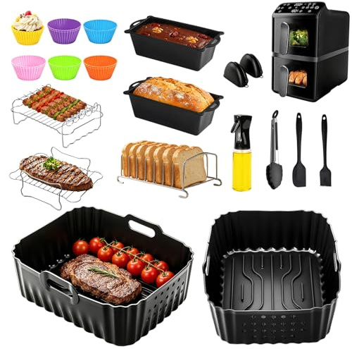 Tillbehörssats för luftfritös 29 delar för Philips Airfryer 4000-serien 10L, kompatibel med NA460/NA462, komplett set med grill- och kökstillbehör