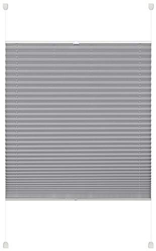 Deco Company Plissee zum Klemmen, Blickdichtes Faltrollo, Alle Montage-Teile inklusive, EASYFIX Plissee verspannt mit zwei Bedienschienen, Grau, 80 x 130 cm (BxH)