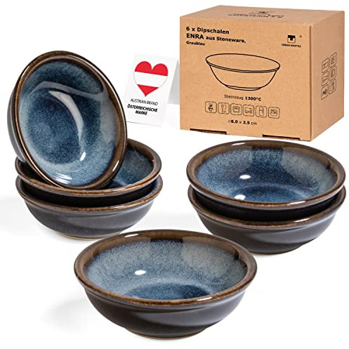 Urban Lifestyle Enra - Cuencos para salsas (60 ml, 6 unidades, hechos a mano de cerámica noble (gris)
