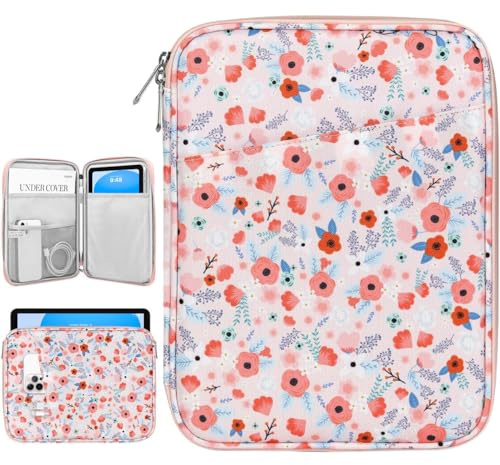 Dadanism 9-11 Tablette Housse Pochette pour iPad (A16) 11, iPad Air 11 M4/M3, iPad Pro 11 M5/M4, iPad 10é Gén/Air 5/4, iPad 9/8/7é Gén 10,2, Galaxy Tab A11+/A9+ 11, Tab M11 11, Rose Printemps