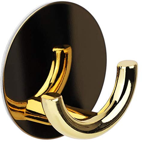 Yuecoom Klebehaken Wandaufhänger Halter Selbstklebende Heavy Duty Utility Aufbewahrungshaken,Küche Badezimmer Edelstahl Wasserdichte Haken(Gold)