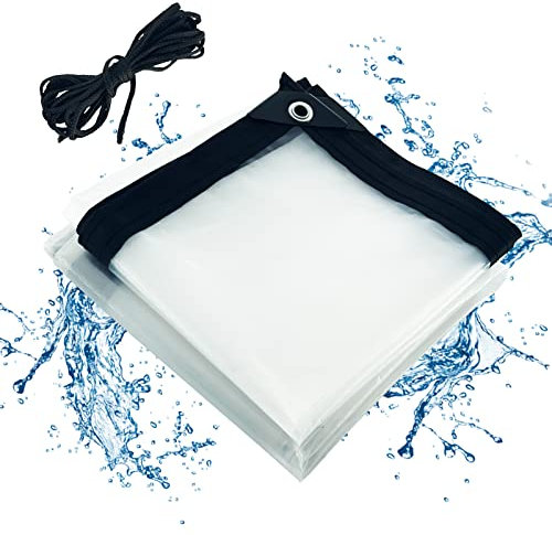 wasserdichte Transparente Plane,gewebeplane mit Ösen und Seil,Faltbar Vordächer und Planen Wetterfeste,für Gartenmöbel Pflanzen Gewächshaus Pet Hutch Dach (2x3m)