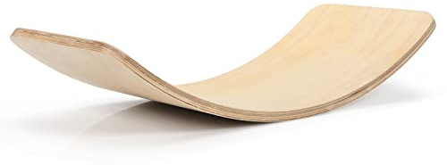 GYMAX Tavola di Equilibrio, Balance Board in Betulla, Angoli Lisci e Arrotondati, per Adulti e Bambini (38cm)
