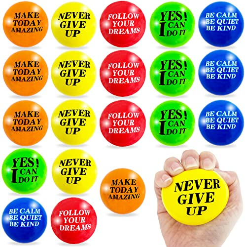 20 Pcs 2.5 inch Motivational Stress Balls Colorful Foam Balls,Inspirational Stress Relief Balls Hand Exercise Balls for Adults Girls Boys Party Favors Gifts