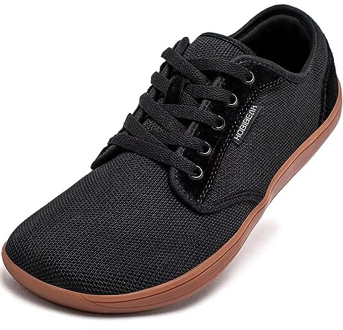 HOBIBEAR Barefoot Minimalist Shoes Womens Mens | Zero Drop | Wide Width Fashion Sneaker Black/Brown,Women 9/Men 8