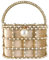 Boutique De FGG Abendhandtaschen mit Perle Strass Clutches für Hochzeit Party Kristall Eimer Tasche Schultertaschen,Klein,Gold