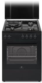 Cuisiniere mixte CONTINENTAL EDISON CECM60FCB - 3 feux gaz + 1 électrique - L59,8 x P61 xH83 cm - Noir