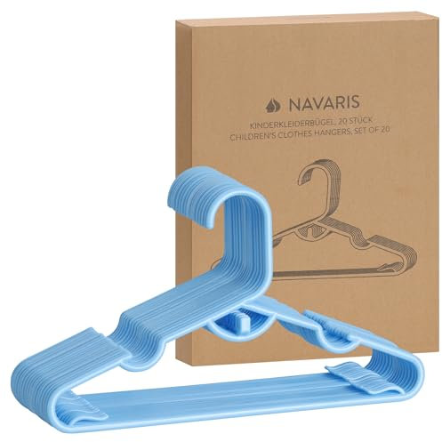 Navaris Grucce Bambini - 20x Stampelle Armadio Bambini - Grucce Neonato Antiscivolo Antipiega - Appendiabiti Bambini 29x17cm - Appendini Bambini per Vestiti Pantaloni Tutine - Blu