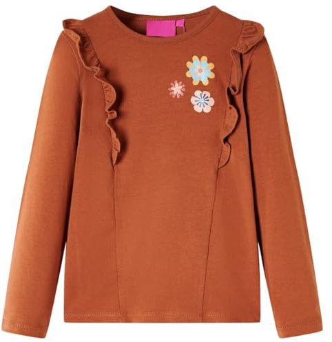 Kinder-Langarmshirt mit Blumen-AufdruckPullover Sweatshirt T-Shirt Cognac 104
