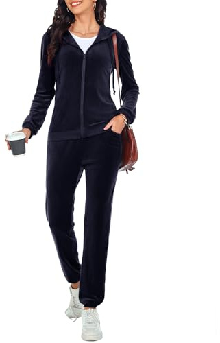 Aottori Chandal Mujer Completo Terciopelo Conjunto 2 Piezas Sudadera Capucha Cremallera Pantalón Largo Ropa Deportiva Casual Invierno