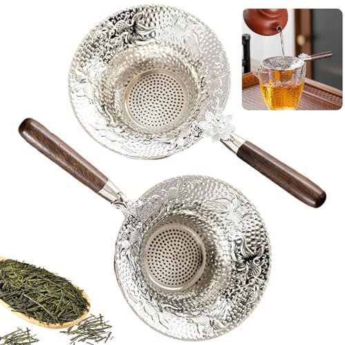 Teesieb,Aipeeo 2 Stück Wiederverwendbar Tee Sieb Teesieb mit Zinklegierung,Feinmaschiges Teefilter für Losen Tee,Filter Geeignet für Haus,Teehaus,die Meisten Teetassen,Teeschalen(Silber)