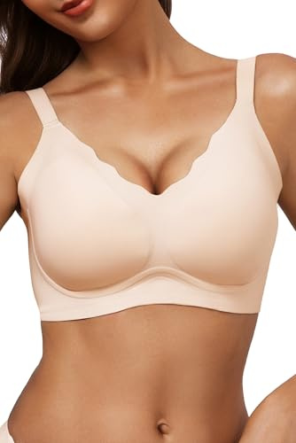 Vtelor Soutien-gorge push-up sans armatures pour femme - Maintien fort | Vtelor Soutien-gorge doux, sans couture, col en V, rembourré et confortable, sans armatures, pour le quotidien