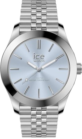 ICE-WATCH - Ice Steel Silver Light Blue - Montre Argent pour Femme avec Bracelet en Acier Inoxydable - 024744 (Small)