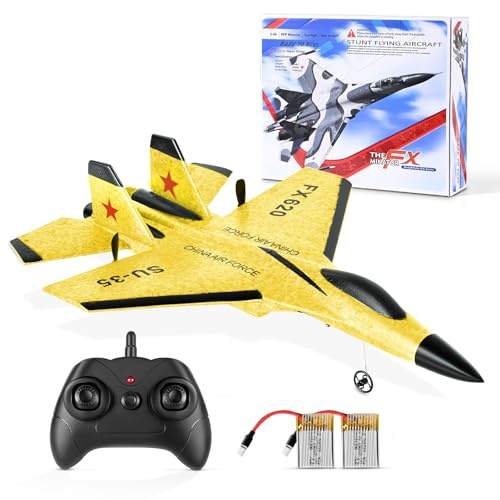Tnamdan Avión RC, 2.4 GHz Avion Teledirigido, 2 Modos de Inicio Avión Control Remoto con Sistema de Vuelo Giroscópico de 3 Ejes, Luz Nocturna LED y Carga USB para Principiantes y Niños