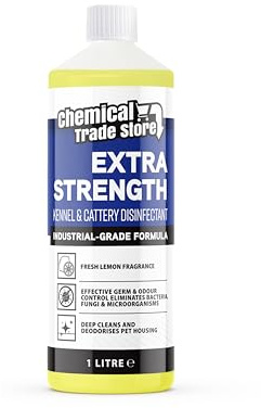 Chemical Trade Store - Kennel & Cattery Disinfectant, Pet Friendly Cleaner & Deodoriser, Lemon Scent - For Dog Kennels, Cat Cages, Hutches & Aviaries - Concentrated Formula Dilutes Up To 1:5-1L
