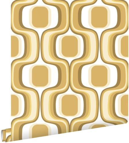 ESTAhome tapet retro-ornament ockragult och brunt 50 x 900 cm