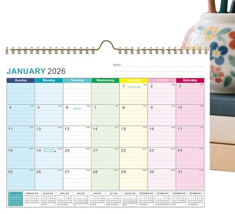 Calendario de escritorio 2026, papel grueso con notas de vacaciones, calendario de escritorio de 18 meses, planificador de pared, para citas, horario académico, hogar, oficina, aula, familia, Navidad
